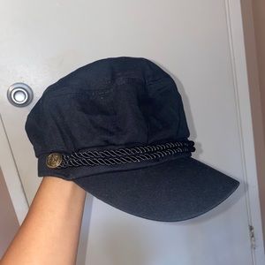 Black train conductor hat